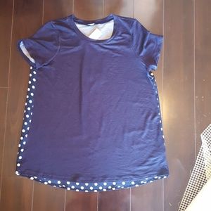 Blouse Navy with white polka dot back