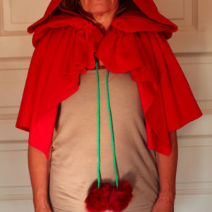 Red Wool Hooded Cape