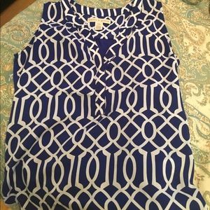 Blue and white tank blouse