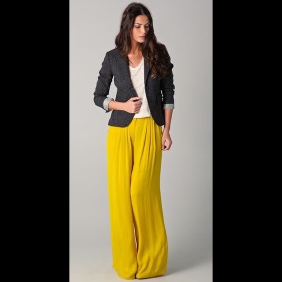 yellow silk pants