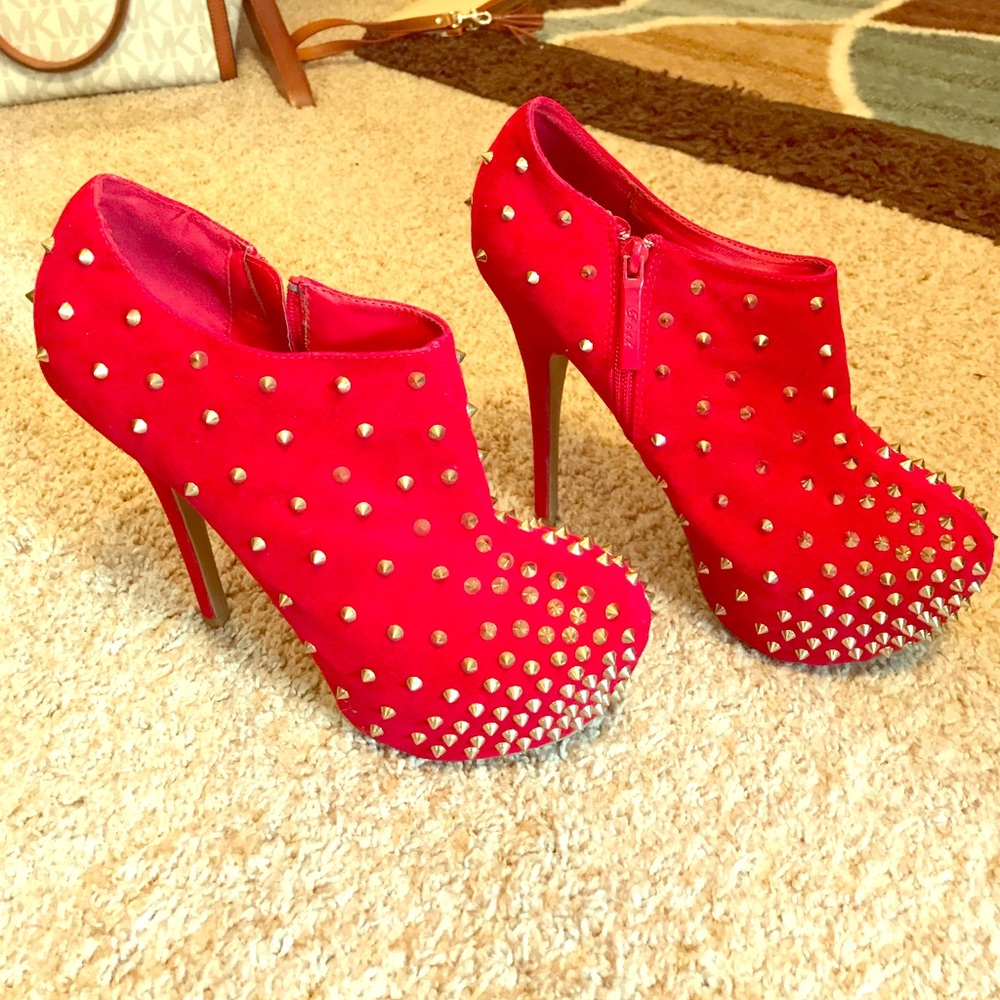 Red studded heels