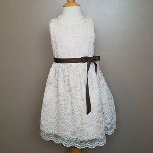 Champagne Dress with Off White Lace Overlay