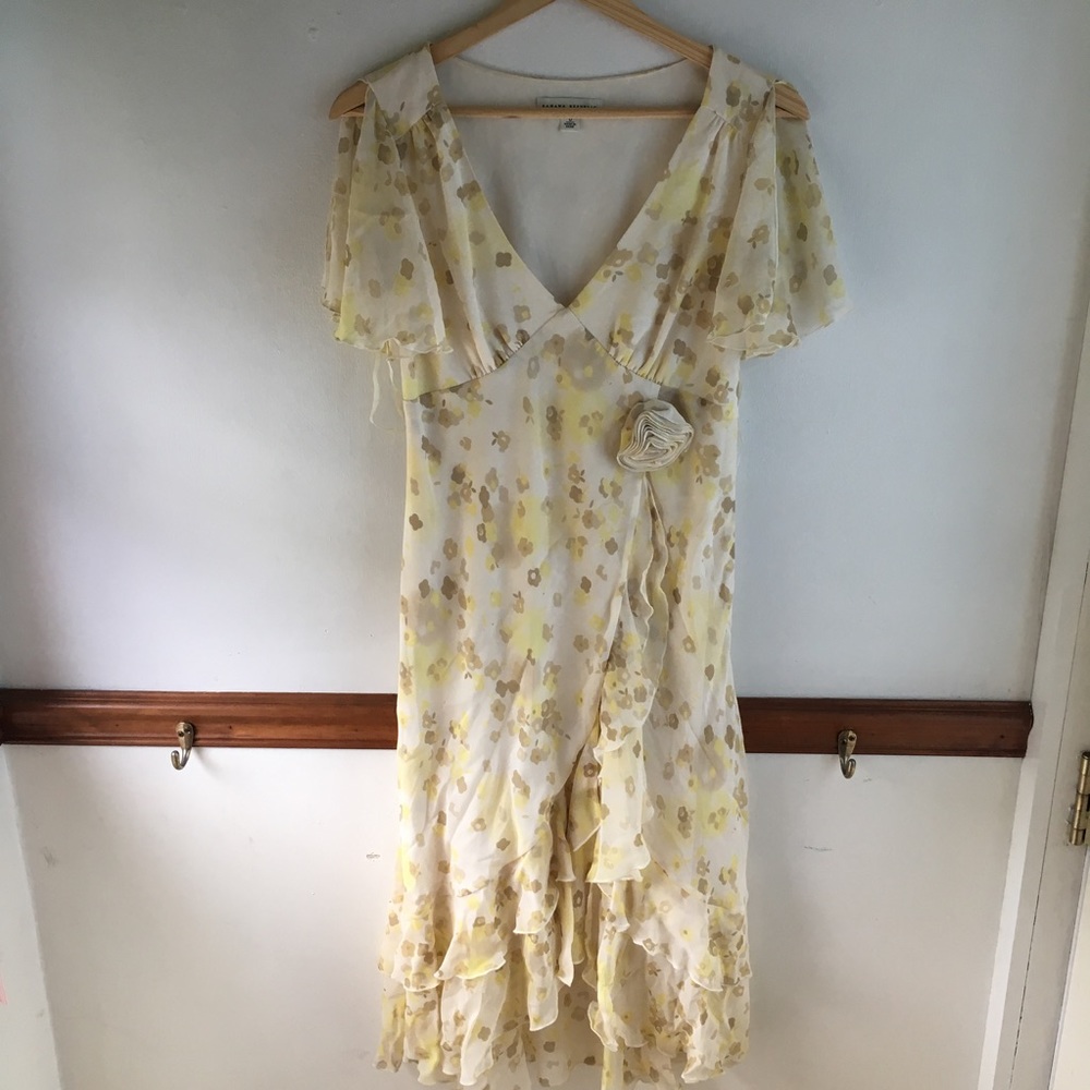 Banana Republic floral fluttery yellow dress sz 0