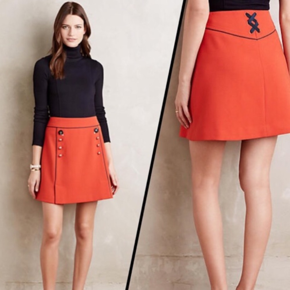 Anthropologie Red/Orange Mini Skirt