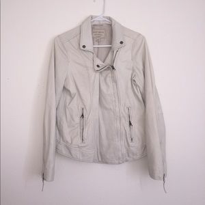 White Leather Moto Jacket
