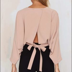 Nasty Gal Dusky Pink Crop Top with Tie Back