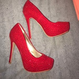 Red Rhinestone Heels