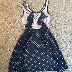BP navy and cream polka dot dress