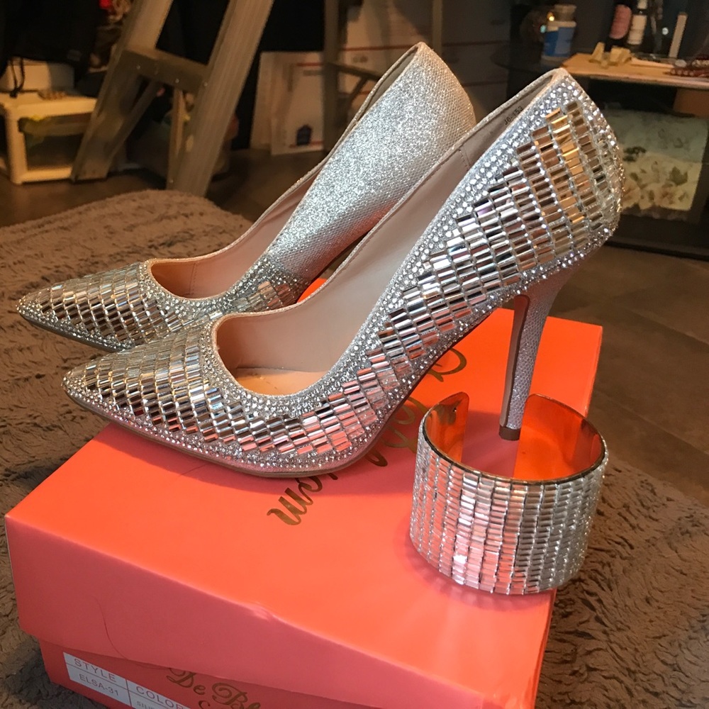Bridal Silver Bling Cinderella Heels BRANDNEW