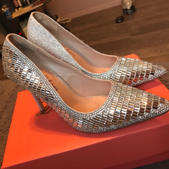 Bridal Silver Bling Cinderella Heels BRANDNEW - Picture 2 of 8