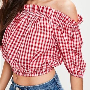 missguided red gingham crop top