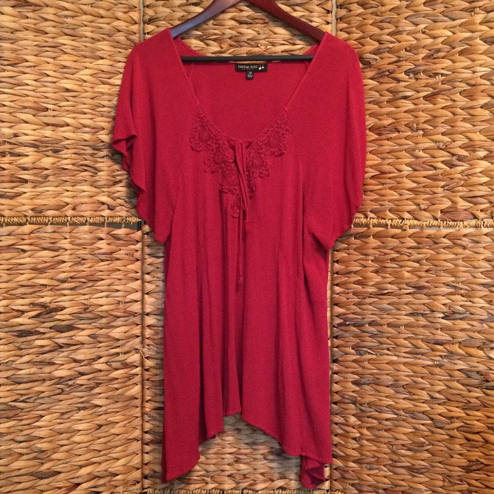 Asymmetrical red blouse!
