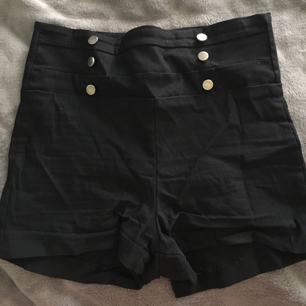 High waisted black shorts