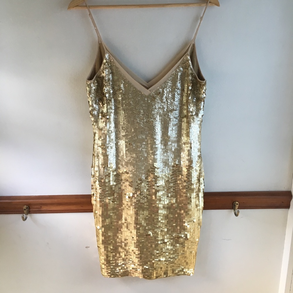 Karen Millen Chicago Sequin Dress gold size 8