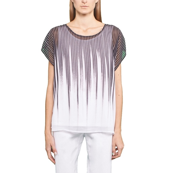 HIGH-LOW METALLIC PRINT BLOUSE - Picture 2 of 4