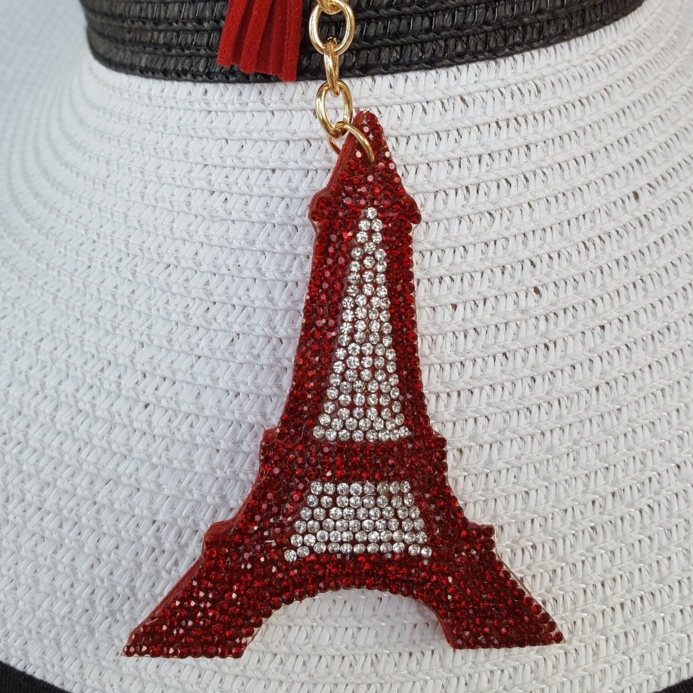 Eiffel Tower Rhinestone Tassel Keychain