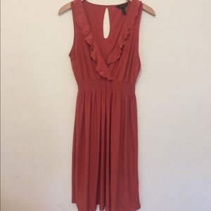 Coral Jersey Dress with Keyhole Back