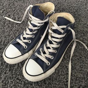 Navy blue high top converse all stars