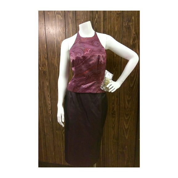 Ann Taylor Wine/purple 2pc halter skirt set - Picture 6 of 8