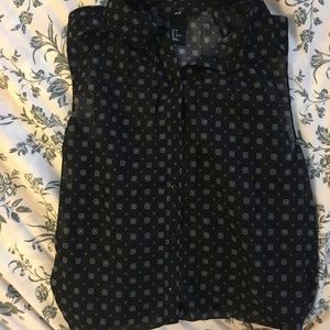 Black Patterned Collar Button Down