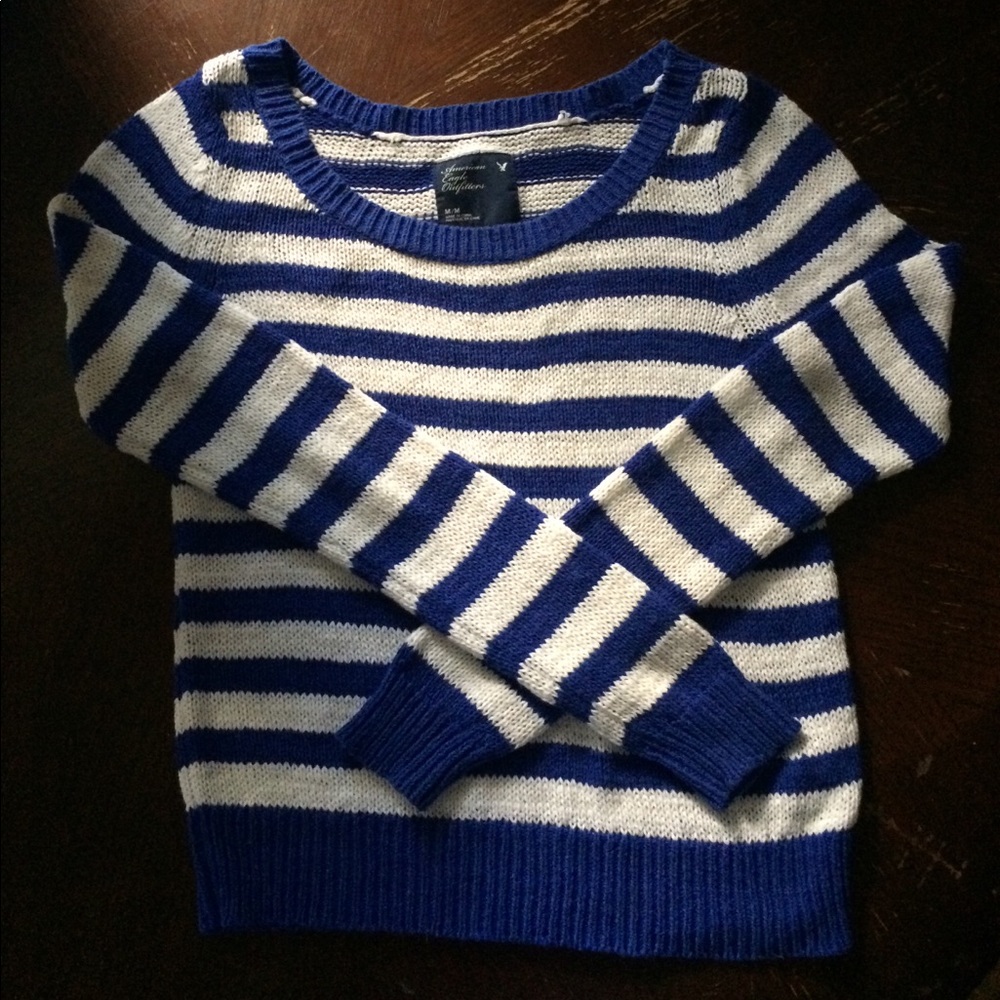 Knit Blue & White Striped Sweater!