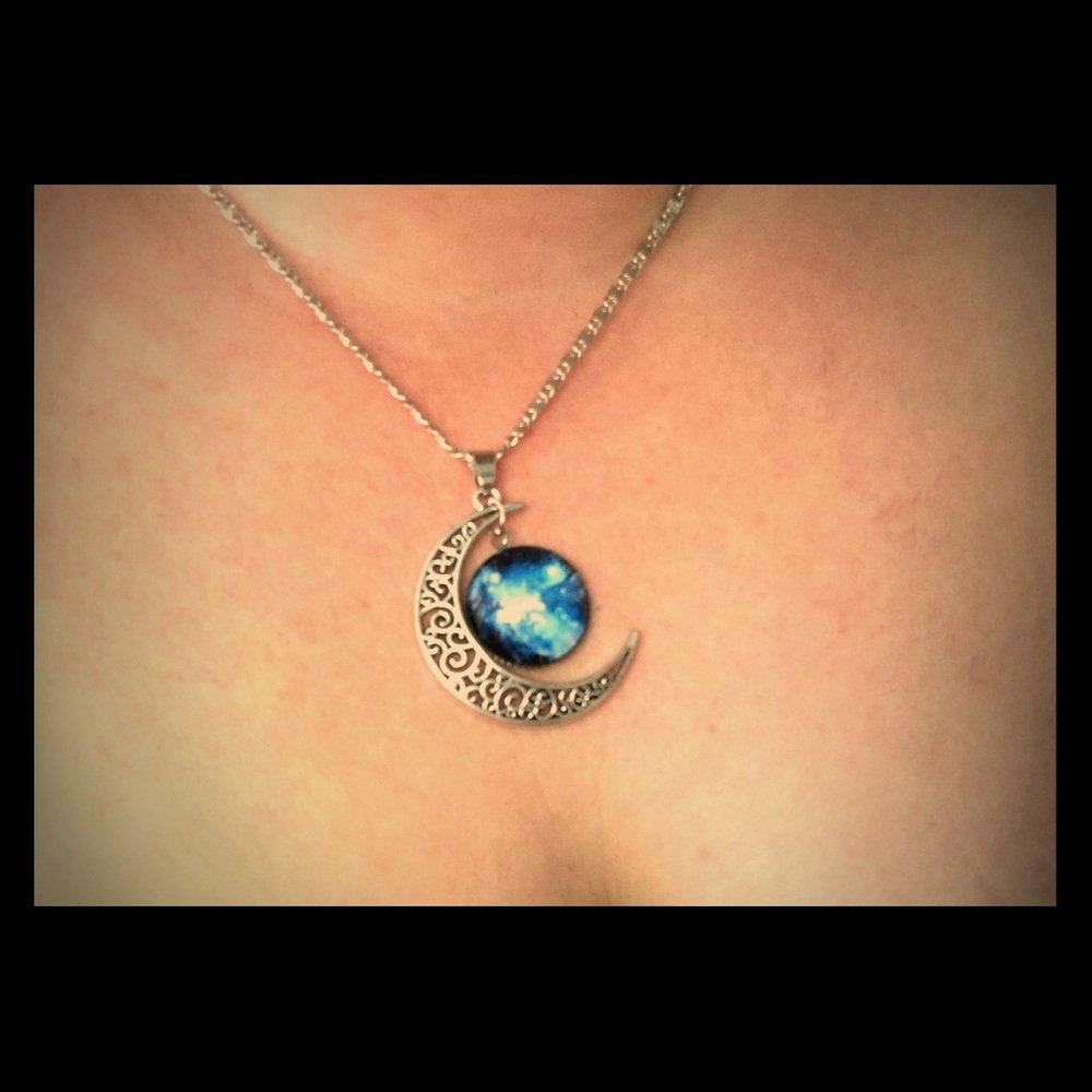 Silver tone Moon necklace