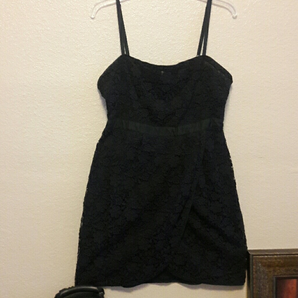 Juicy Couture blk cotton lace w slk trim dress szL