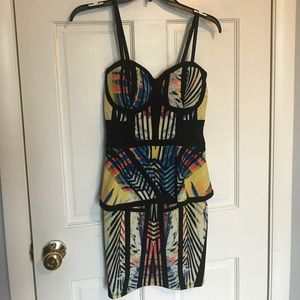 Geometric design peplum dress