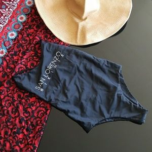 NWT One-Piece High Cut Black Cross Back Swimsuit