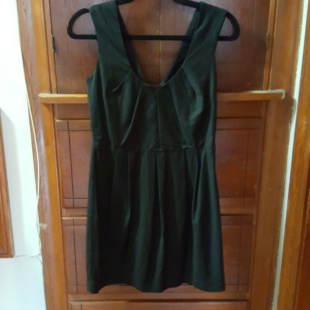 Black mini dress with front pleats