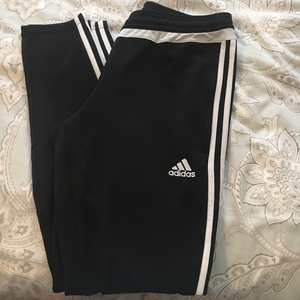 Fairly new adidas black and white soccer pants