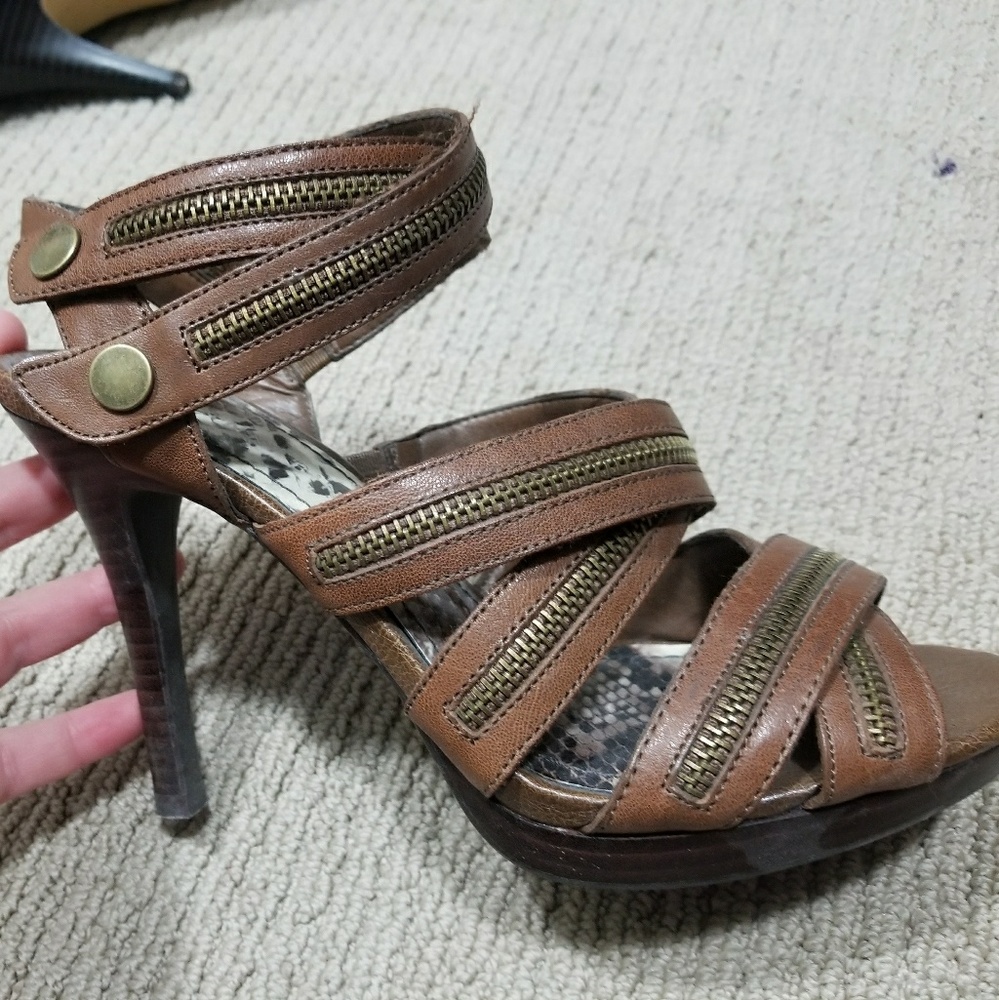 Brown zip heels