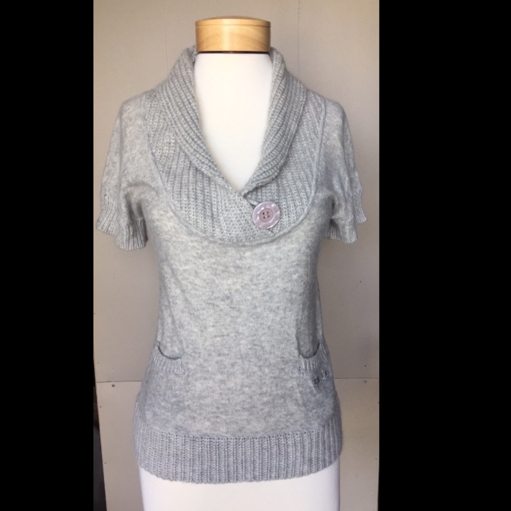 SUPER SOFT BCBG Short Sleeve Cowl Neck Sweater Top