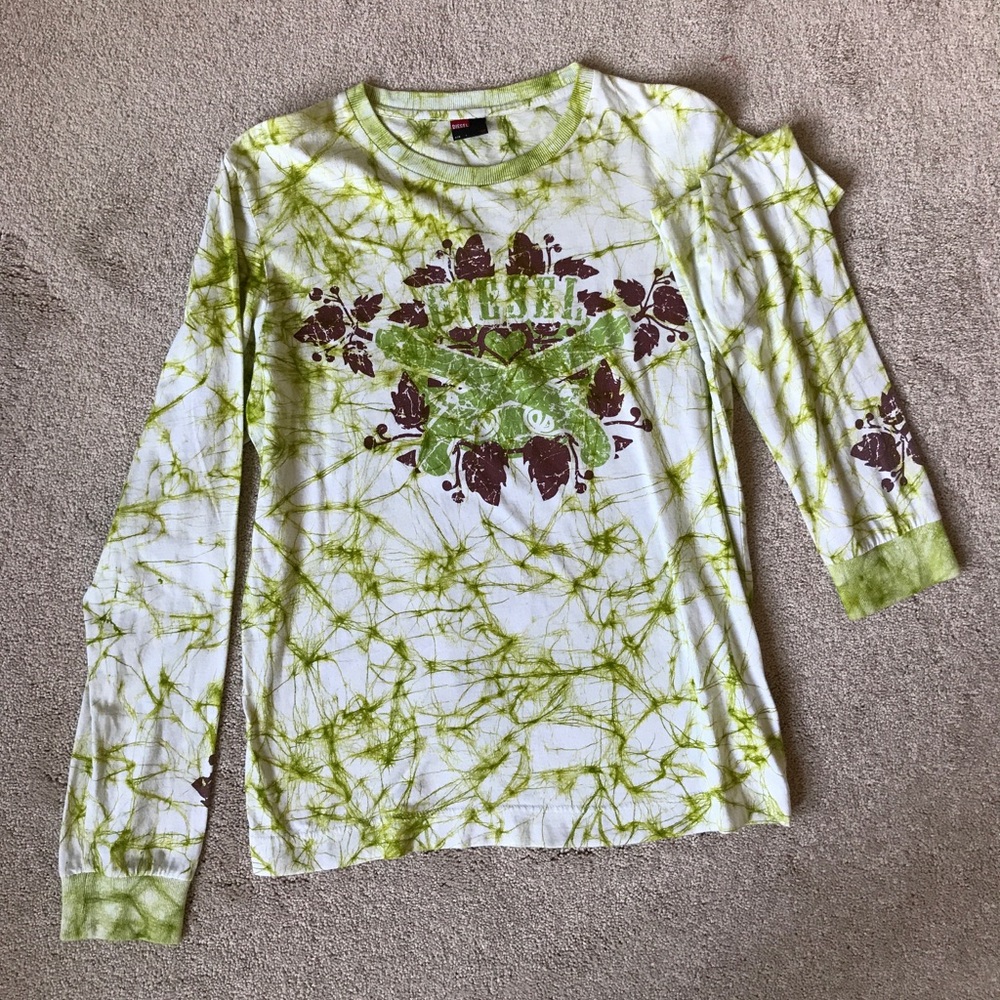Diesel Tie-Dye Green Long Sleeve Western