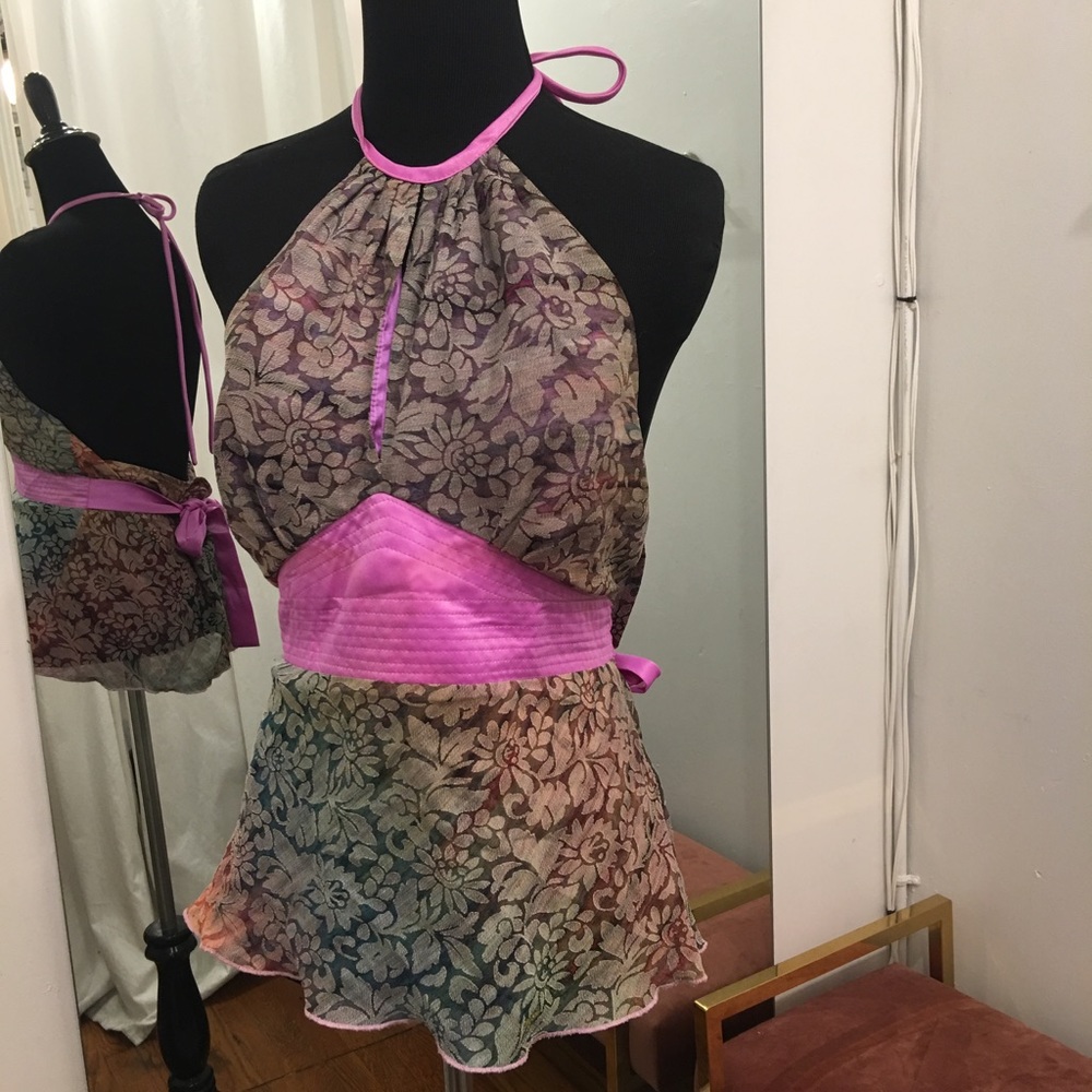 Pink and gray halter top