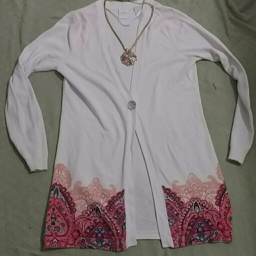 Emma James ivory Paisley cardigan