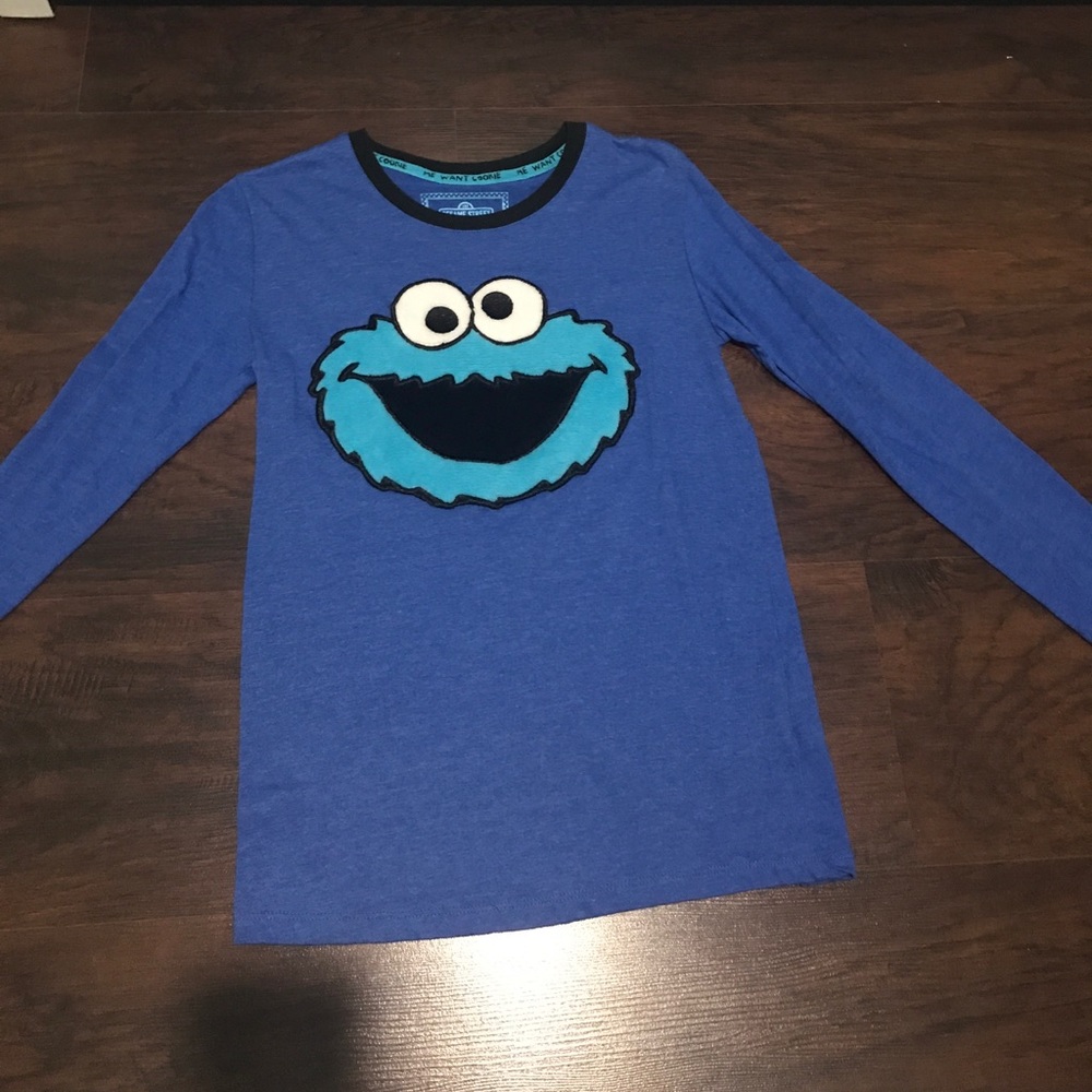 long sleeve & short cookie monster pj set