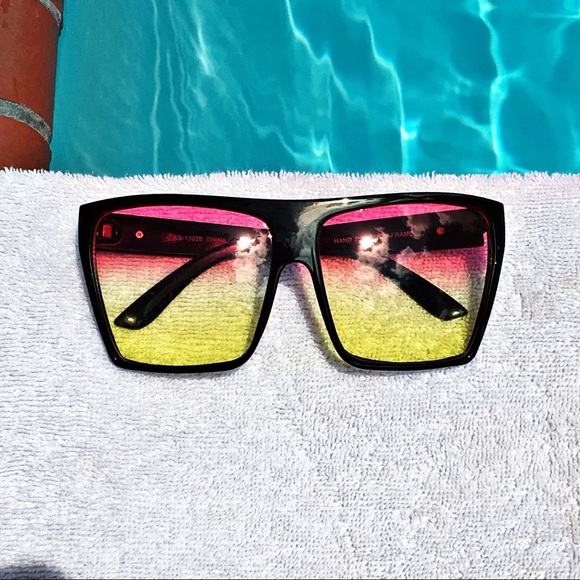 "Laylani" Oversized Square Flat Top Aviators - Picture 3 of 5