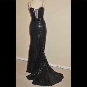 Black sequin gown.