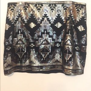 Black & Gold Aztec Elastic Skirt