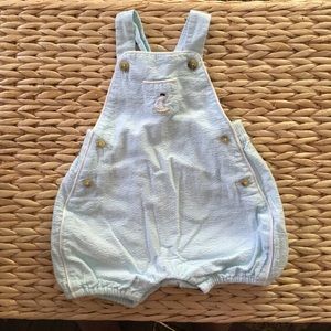 Janie and Jack seersucker short overalls 0-3 mo.