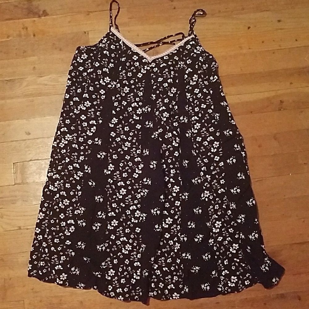Maurices Mini Dress Black Floral M Lace Back