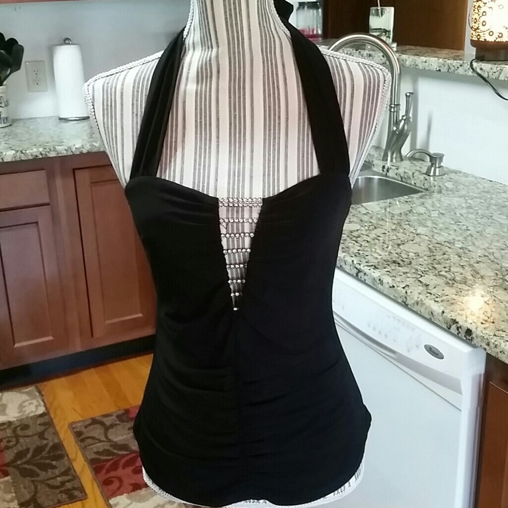 SEXY Black w stones blouse