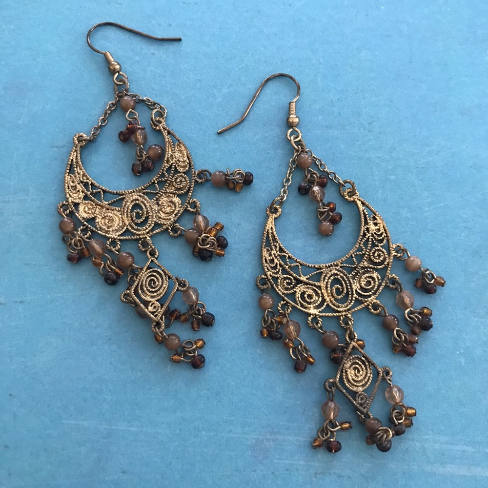 Gold Boho Chandelier Earrings