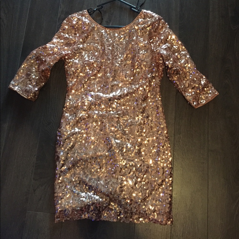 Rose gold sequin cocktail dress