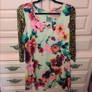 Leopard and floral print dress