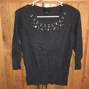 Grey sweater with jewels so pretty!