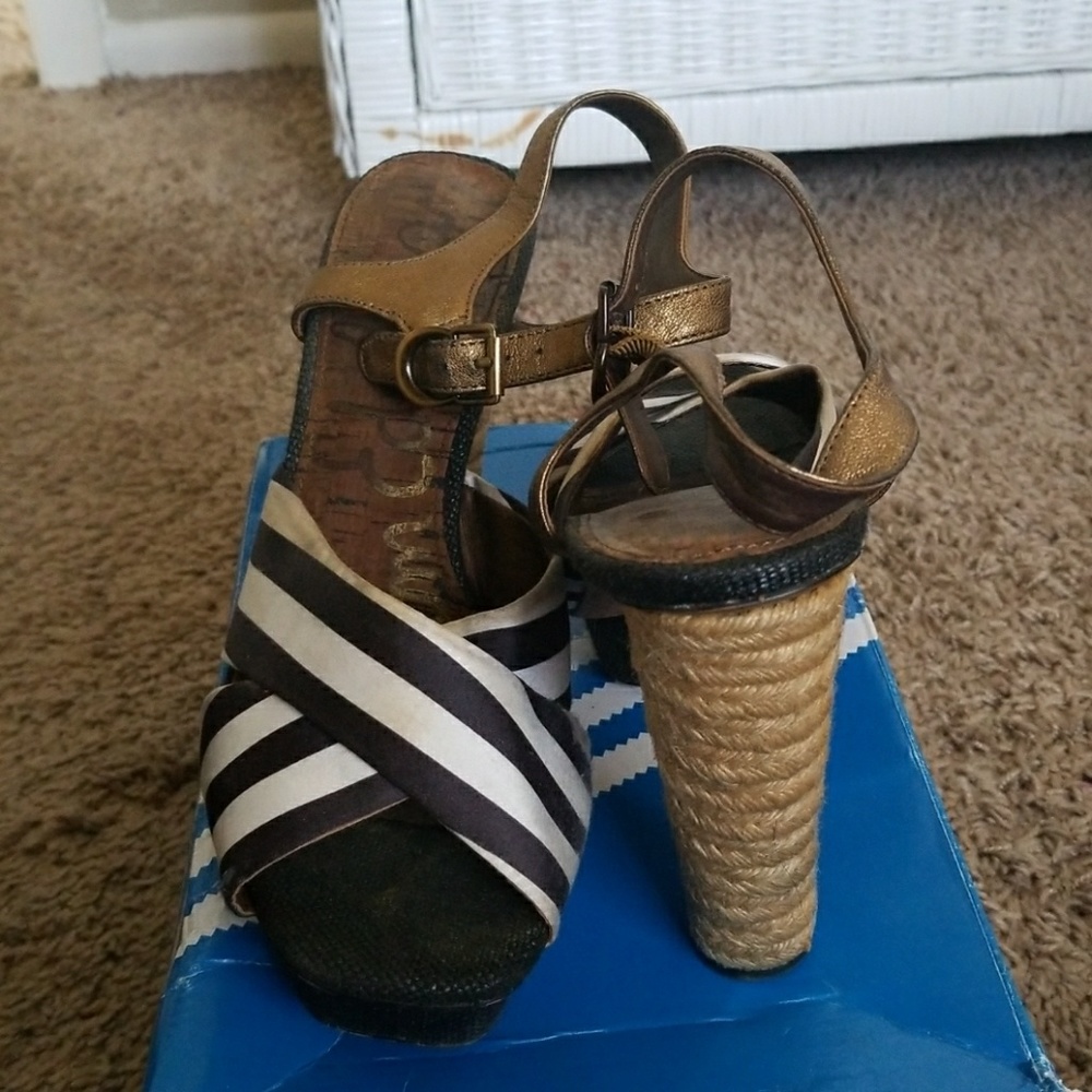 Black and white Summer Sandals w/ espadrille heel