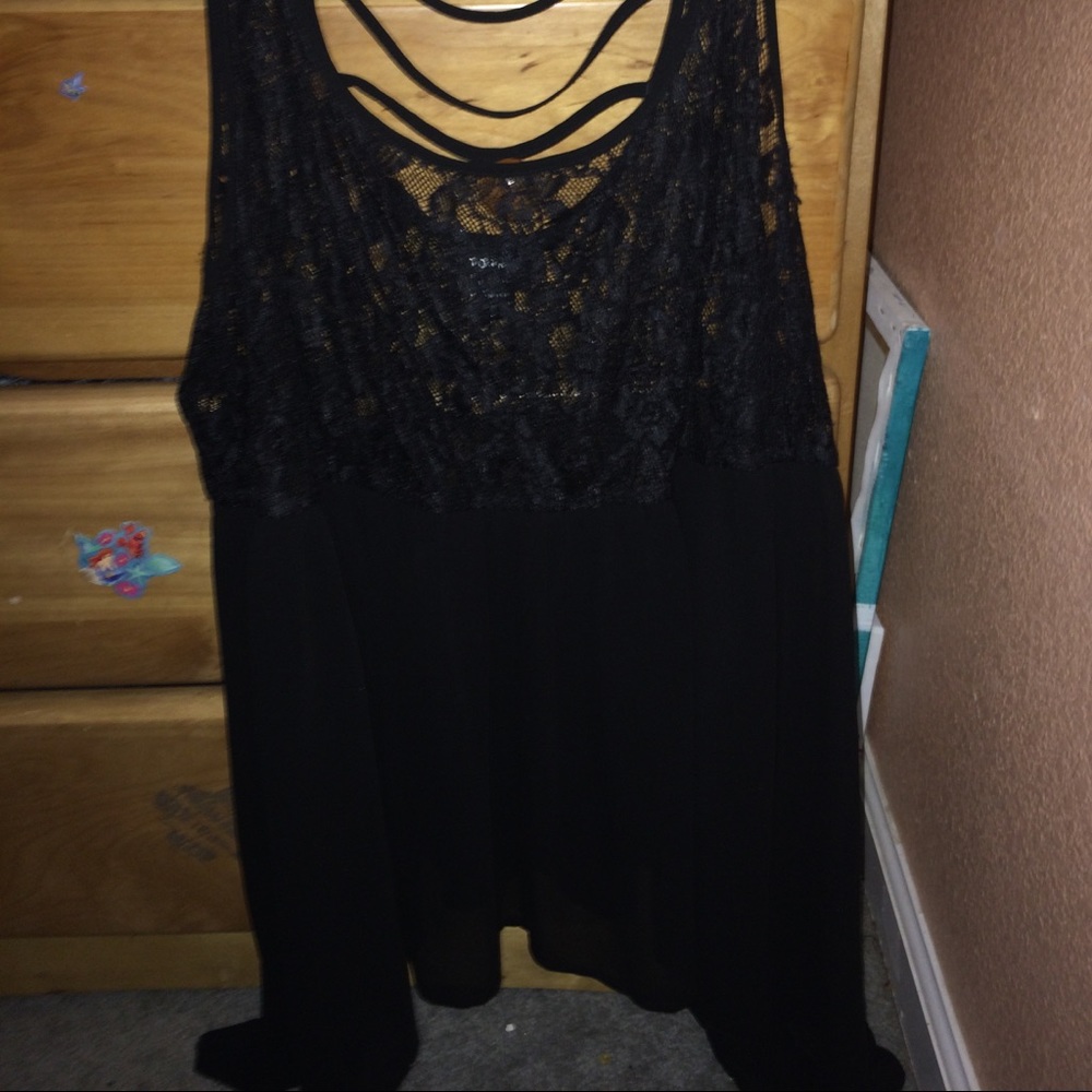 Black see through plus size tank top
