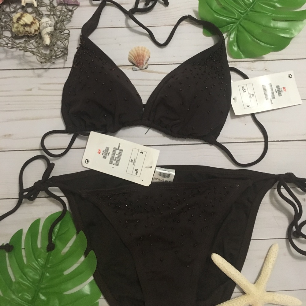 Beautiful beaded brown bikini